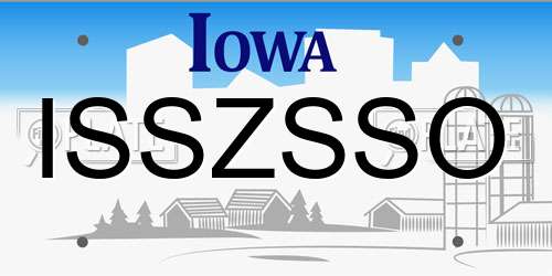 ISSZSSO Iowa License Plate