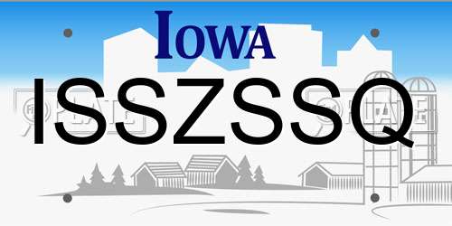 ISSZSSQ Iowa License Plate