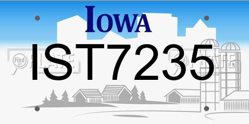 IST7235 Iowa License Plate