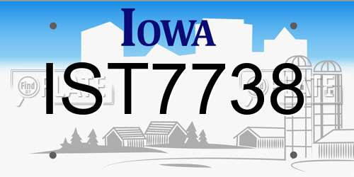 IST7738 Iowa License Plate