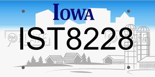 IST8228 Iowa License Plate