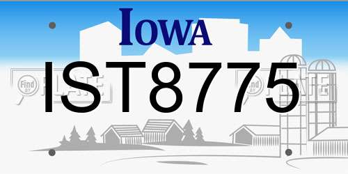 IST8775 Iowa License Plate