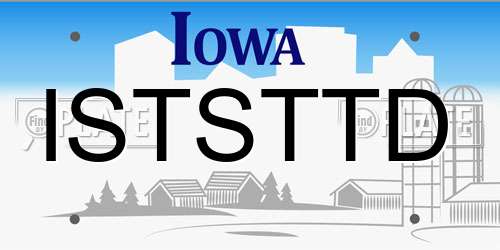 ISTSTTD Iowa License Plate