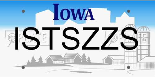 ISTSZZS Iowa License Plate