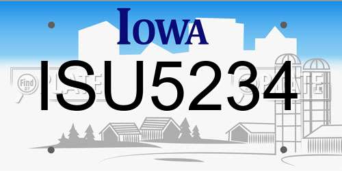 ISU5234 Iowa License Plate