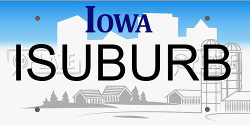 ISUBURB Iowa License Plate