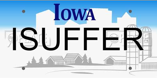 ISUFFER Iowa License Plate