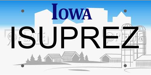 ISUPREZ Iowa License Plate