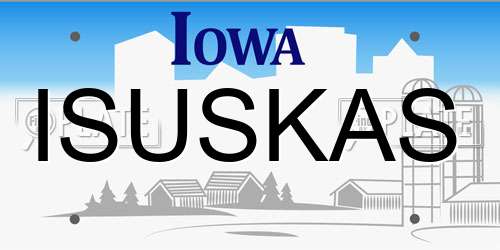 ISUSKAS Iowa License Plate