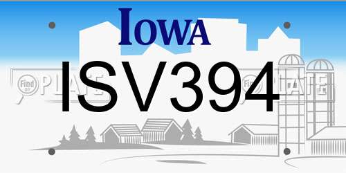ISV394 Iowa License Plate