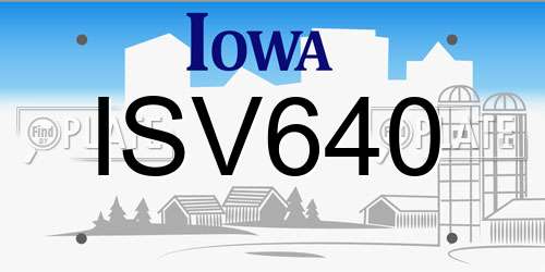 ISV640 Iowa License Plate