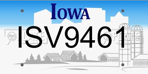 ISV9461 Iowa License Plate