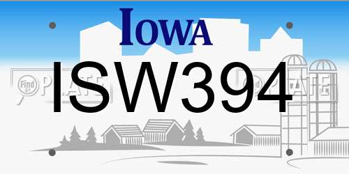 ISW394 Iowa License Plate