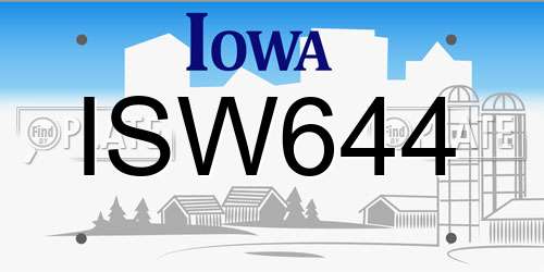 ISW644 Iowa License Plate