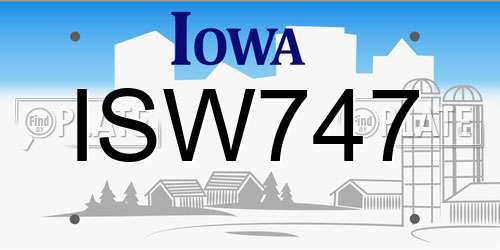 ISW747 Iowa License Plate