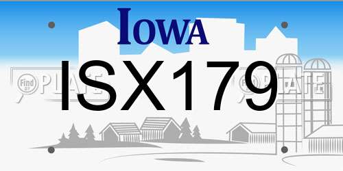 ISX179 Iowa License Plate