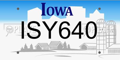 ISY640 Iowa License Plate