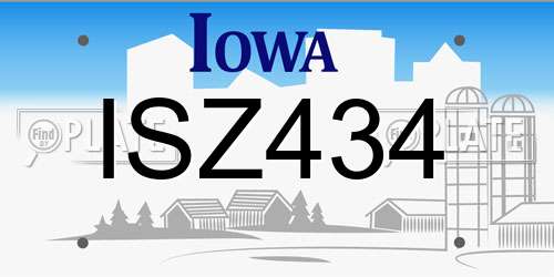 ISZ434 Iowa License Plate