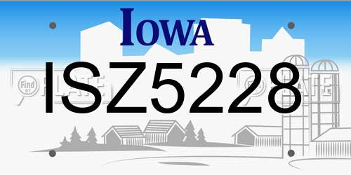 ISZ5228 Iowa License Plate
