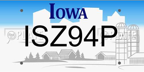 ISZ94P Iowa License Plate
