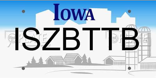 ISZBTTB Iowa License Plate