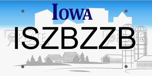 ISZBZZB Iowa License Plate