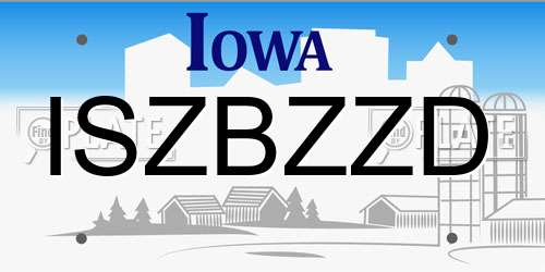 ISZBZZD Iowa License Plate