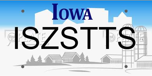 ISZSTTS Iowa License Plate