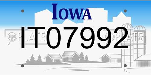 IT07992 Iowa License Plate