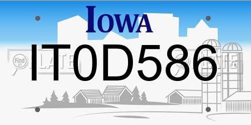IT0D586 Iowa License Plate