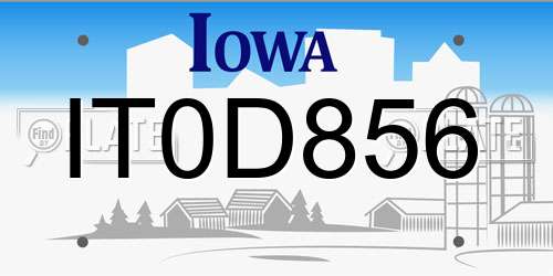 IT0D856 Iowa License Plate