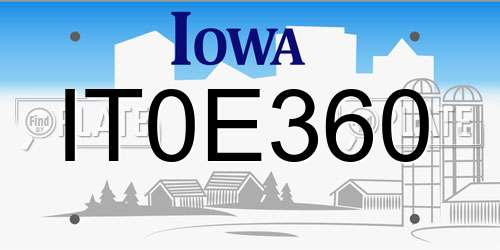 IT0E360 Iowa License Plate