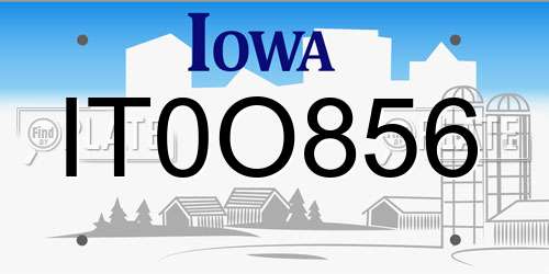 IT0O856 Iowa License Plate
