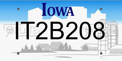 IT2B208 Iowa License Plate