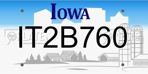 IT2B760 Iowa License Plate