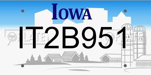 IT2B951 Iowa License Plate
