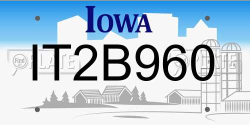 IT2B960 Iowa License Plate