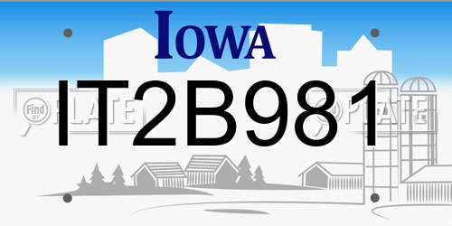 IT2B981 Iowa License Plate