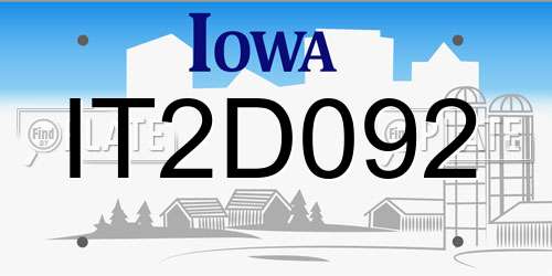 IT2D092 Iowa License Plate