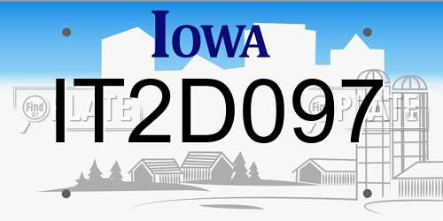 IT2D097 Iowa License Plate
