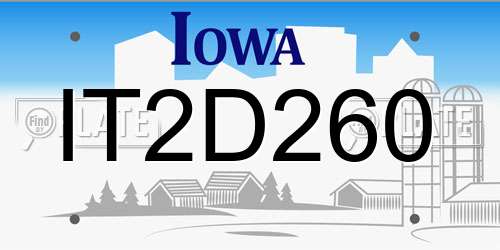 IT2D260 Iowa License Plate