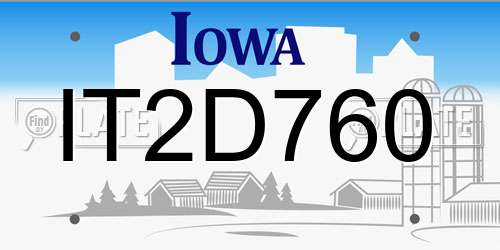 IT2D760 Iowa License Plate