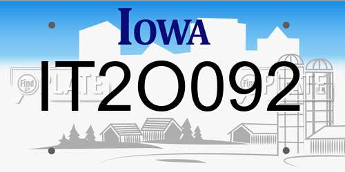 IT2O092 Iowa License Plate
