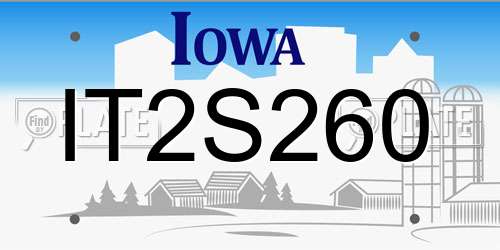 IT2S260 Iowa License Plate