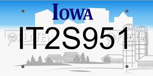 IT2S951 Iowa License Plate