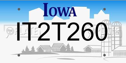 IT2T260 Iowa License Plate