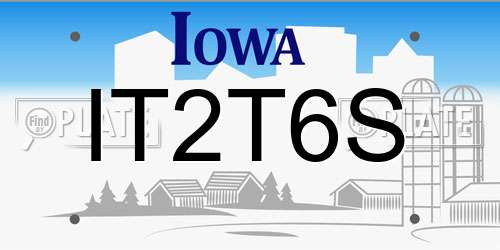 IT2T6S Iowa License Plate