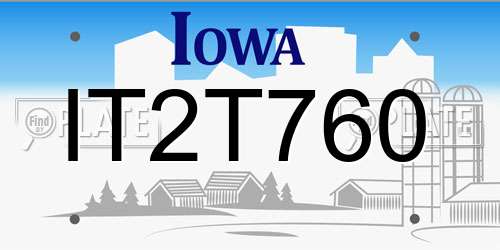 IT2T760 Iowa License Plate