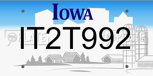IT2T992 Iowa License Plate