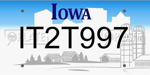 IT2T997 Iowa License Plate